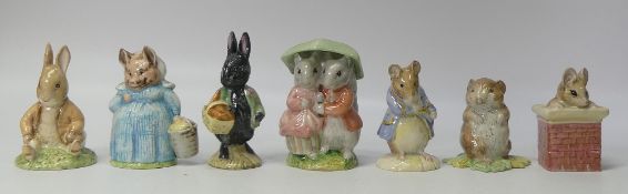 Royal Albert Beatrix Potter Character BP-6a figurines to include:- Benjamin Bunny Sat on a Bank,