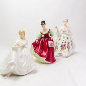 Royal Doulton Lady Figurines to include- Fair Lady HN2832, Diana HN2468, Heather HN2956, tallest