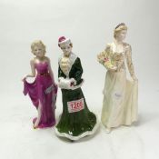 3x Coalport figurines to include Sporting pastimes 'The Skater' West end girls 'Marilyn' & Diana '