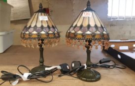 Pair of Tiffany style table/bedside lamps, height 34cm (2).