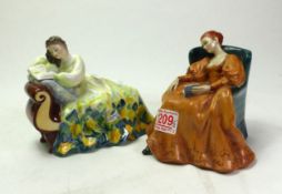 Royal Doulton character figure Romance HN2430 together with Royal Doulton Figure Solitude HN2810 (