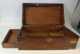 Wooded polished lockable lidded box with brash corners, locked draw with pin. key included, 40cm