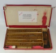 A boxed set of Printing wooden blocks for Billhead Stamps, bag printing dies By John Schtyk,