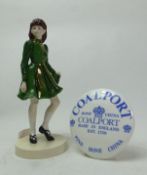 Coalport figurine Irish Dancer, marked to the base as a colour sample, together with a Coalport