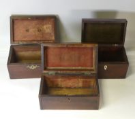 Three late 19th century/ early 20th century wooden storage boxes/tea caddies. (3)