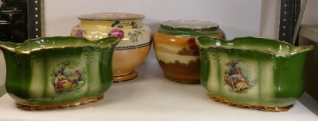 Four large decorative planters to include two KLM Staffordshire planters. (D: 22cm) (4)