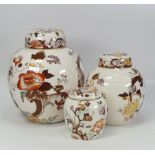 Mason's, Brown Velvet, three different sized lidded ginger jars. (H: 24cm) (3)