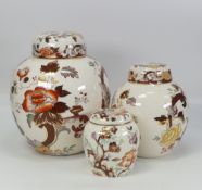 Mason's, Brown Velvet, three different sized lidded ginger jars. (H: 24cm) (3)
