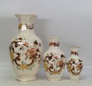Mason's, Brown Velvet, three various sized vases. (H: 31cm) (3)