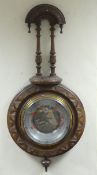 Victorian carved walnut banjo barometer, h.72cm/28inches.