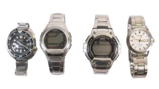 A collection of gents wristwatches to include Seiko 150mt automatic divers watch,Seiko Sapphire