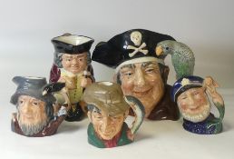 A collection of Royal Doulton to include large character jug Long John Silver D6335, small character