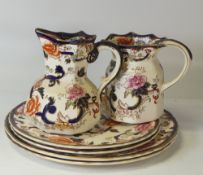 A collection of Mason's blue Mandalay to include two jugs, two 22.5cm side plates and two dinner