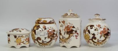 Mason's, Brown Velvet, three lidded ginger jars and lidded trinket box. (H: 17cm) (4)