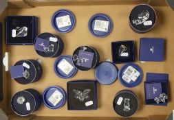 A collection of small Swarovski figures, including a Rhino, Rabbit, Swan etc, all in original