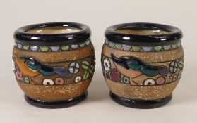 Pair of Amphora Vases depicting ducks. Height 9cm (2)
