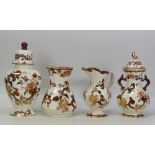 Mason's, Brown Velvet, to include pitcher, vase, double handled lidded urn and lidded Tokyo Vase. (