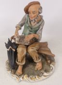 Capodimonte, figure of a street organ grinder. Height: 16cm