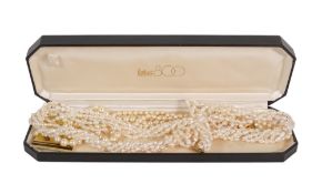 Vintage String of simulated pearls with 9ct gold clasp and another set with 14ct gold clasp. (2)