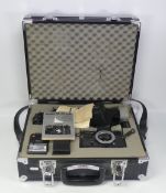 Rollei SL35ME 35mm camera, together with Tamron SP 35-210mm zoom lens, Rollei HFT Planar 1.8/50 lens