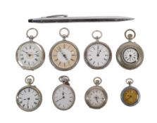 A nice vintage collection of ladies mainly Silver fob watches, including enamelled case example,