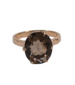 14ct gold ring set with smoky light brown stone,size M, 3.6g.