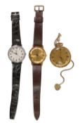 A collection of Sekonda watches including gold plated automatic pocket watch and two wristwatch both