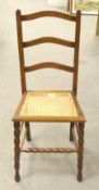 Edwardian style ladder backed Beech Chair with cane seat. Height 92cm x Width 40cm x Depth 35cm
