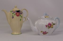 Shelley 'Begonia' 13427 teapot and Crown Devon 'Beverley' A687 teapot. (2)