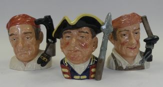 Royal Doulton large character jugs from Williamsburg to include Bootmaker D6572, Guardsman D6568 and