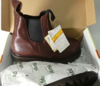 Pair of Hogg's brown full-grain leather steel-toe-cap boots, new in box, UK size 9.