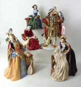 Royal Doulton Henry VIII and his six wives figures, comprising King Henry VIII HN3350