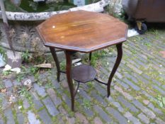 Dark oak occasional table in octagonal form 72cm H x 66cm Diameter