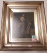 Hermann Armin Kern (Austria 1838 - 1912) Framed oil on board depicting a 'Thirsty Violinist', signed