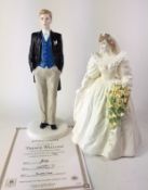 Two Coalport limited edition figurines, Prince William with CoA and Diana, Princess of Wales, height