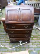 Dark Oak fall front bureau desk over4 drawers with key present 58cm W x 96cm H x 42cm D