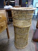 Vintage boho wicker rattan plant stand/planter 77cm H