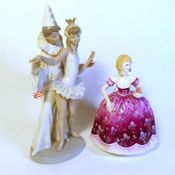 Lladro figurine 'Carnival Couple', together with Coalport lady figure Rosemary, height of tallest