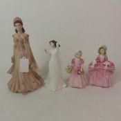 Three Royal Doulton small figurines, Bo Peep HN1811, Tinkle Bell HN1677 and With Love HN3393,
