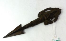 Bronze Tibetan Phurba or ritual dagger, length 30cm.