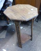 Arts and crafts Oak occasional table with octagonal top 69cm H x 43cm D x 43cm W