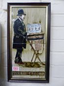 Framed Maw's Tile 'Street Trader' Picture. 44cm x 24cm.