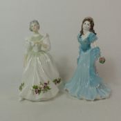 Royal Doulton lady figurine December HN2696, together with Coalport figurine Amelia (2).