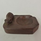 A Robert 'Mouseman' Thompson carved oak ashtray, 10cm x 7.cm