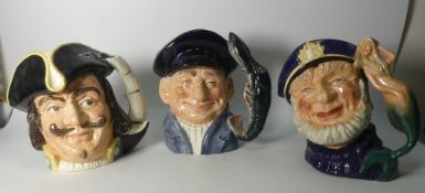 Royal Doulton large character jugs to include Capt. Henry Morgan D6467, Lobster Man D6617 and Old