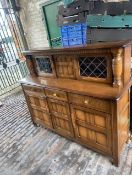 Vintage priory oak court cupboard 126cm H x 152cm W