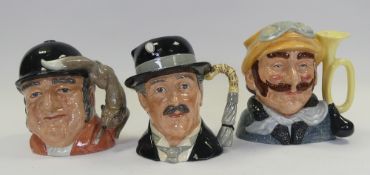 Royal Doulton large character jugs to include Veteran Motorist D6633, City Gent D6815 and Gone