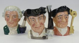 Royal Doulton large character jugs from Williamsburg to include Gaoler D6570, Apothecary D6567 and