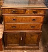 18th century Burr walnut Tallboy with glass top 108cm H x 79cm