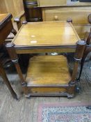 Oak two-tier side table with secret draw to base 69cm H x 51cm W x 51cm D